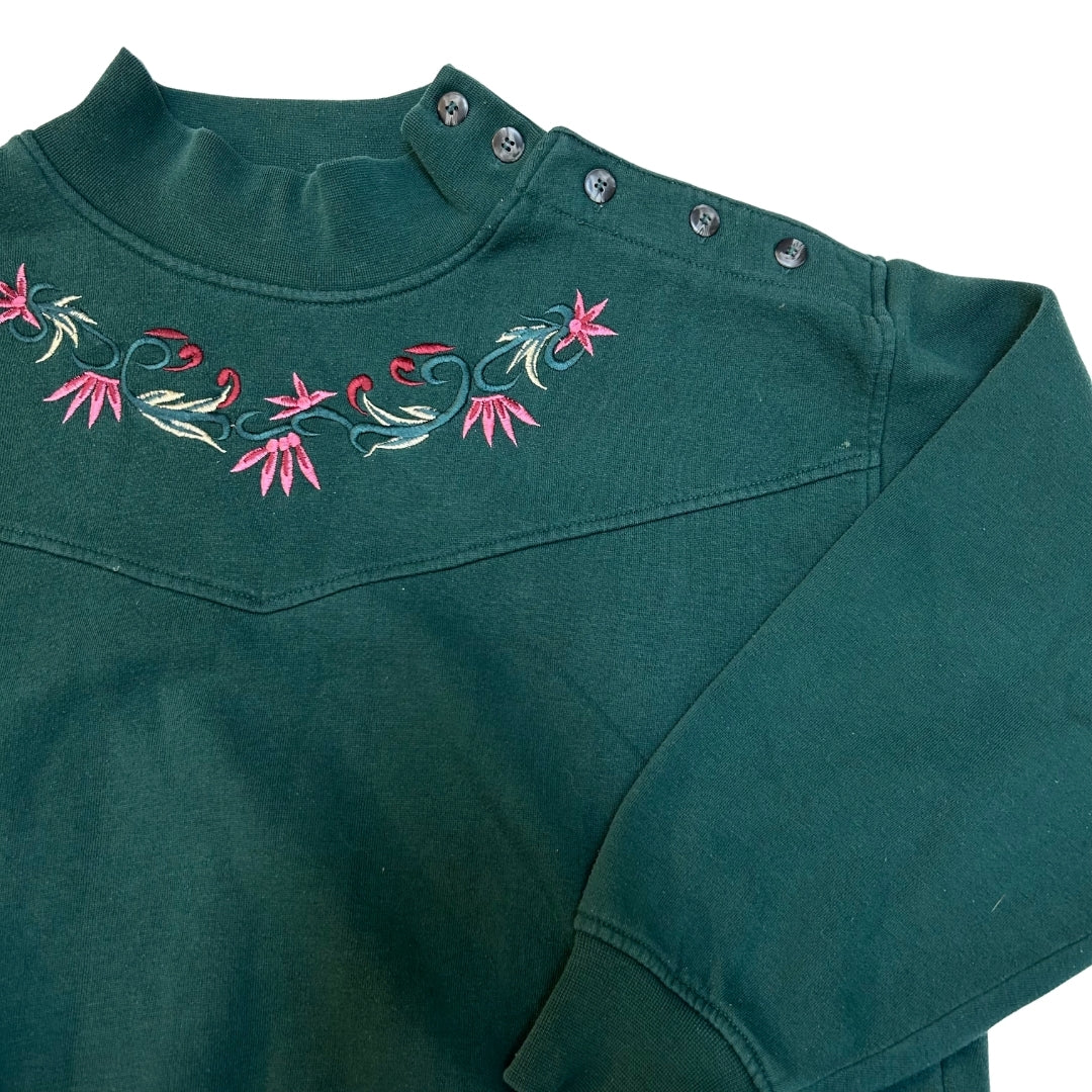 Chinawear Green Embroidered Mockneck