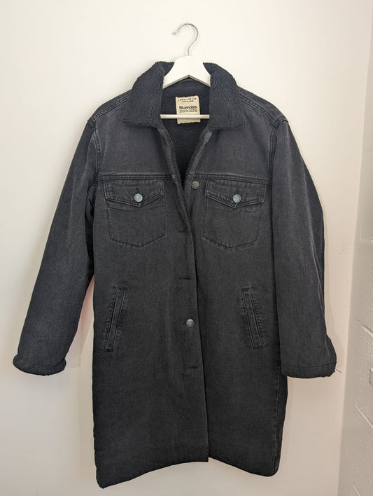 Bluenotes Black Long Fleece Lined Denim Jacket - Size M