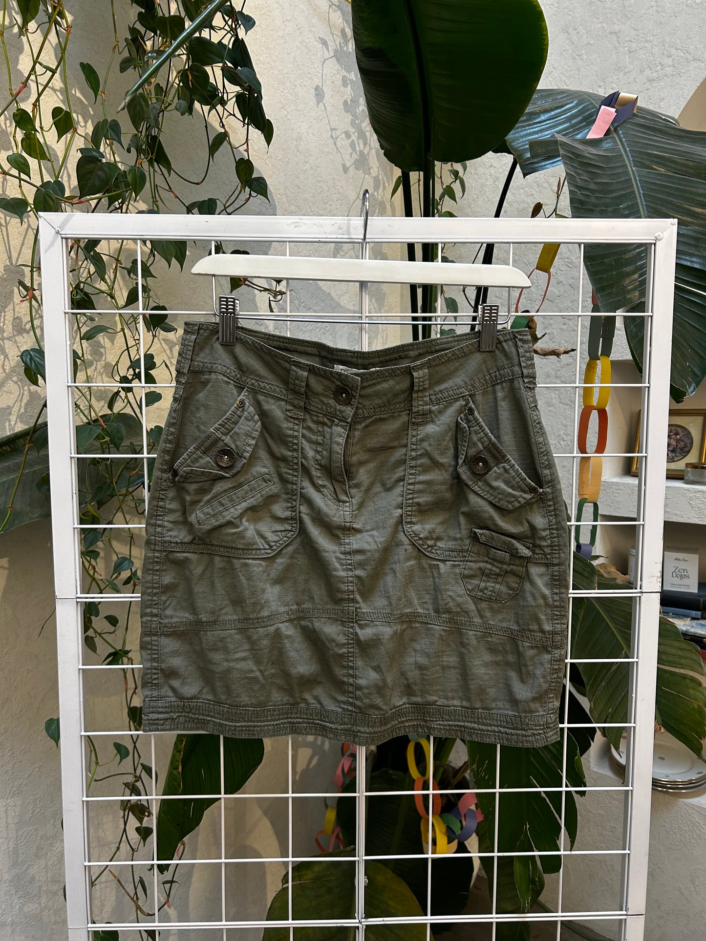 Revolution Khaki Green Cargo Mini Skirt
