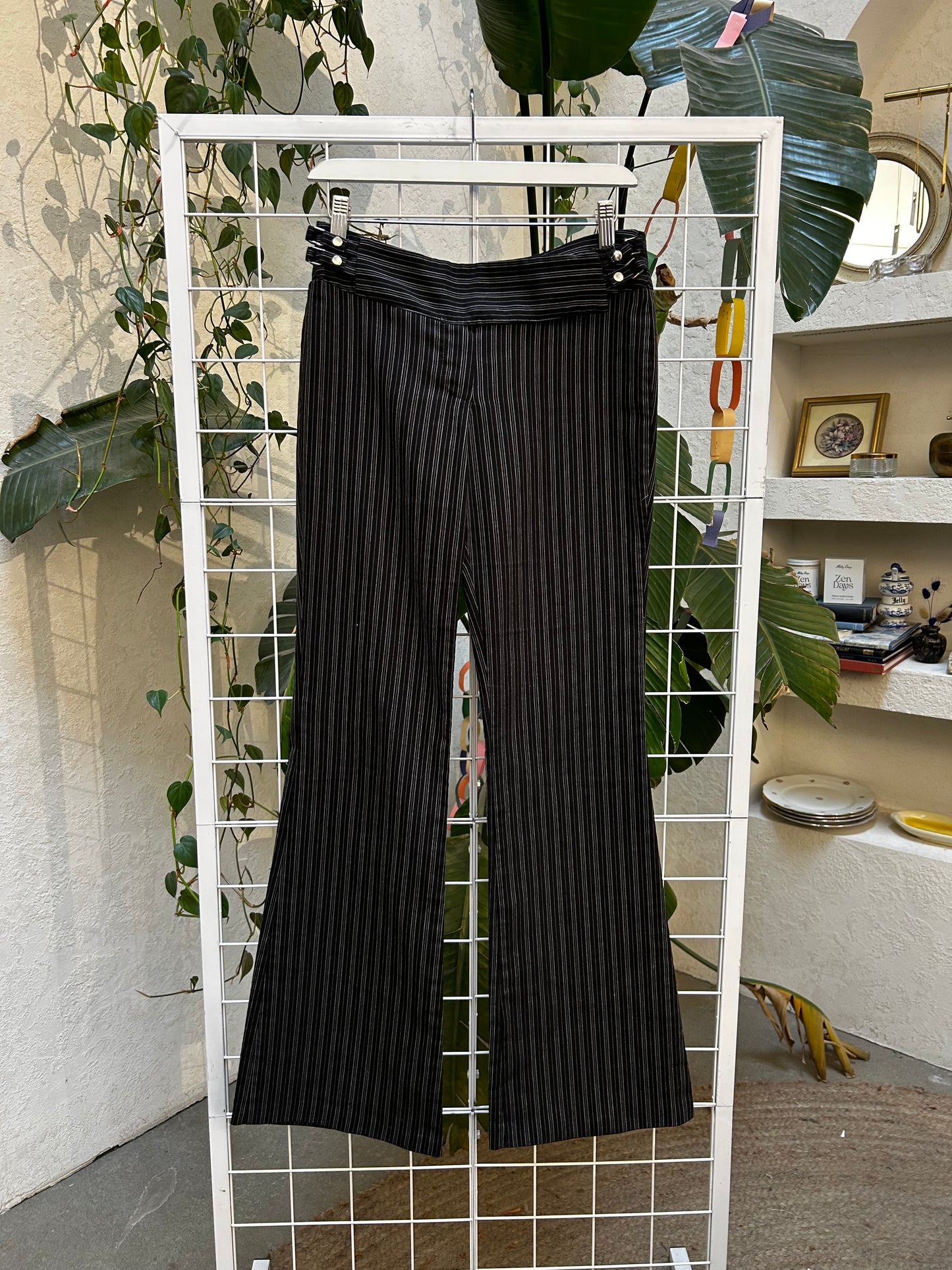 Vintage Garage Black pink Striped Bootcut Trousers