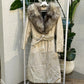 Rajac Bone White Leather Fur Collar Coat