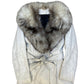 Rajac Bone White Leather Fur Collar Coat