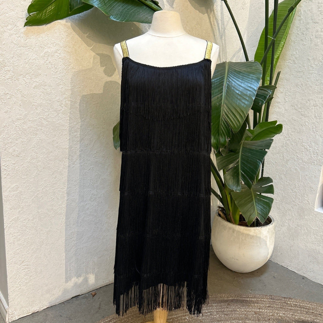 L'Vow Black Fringe Party Dress