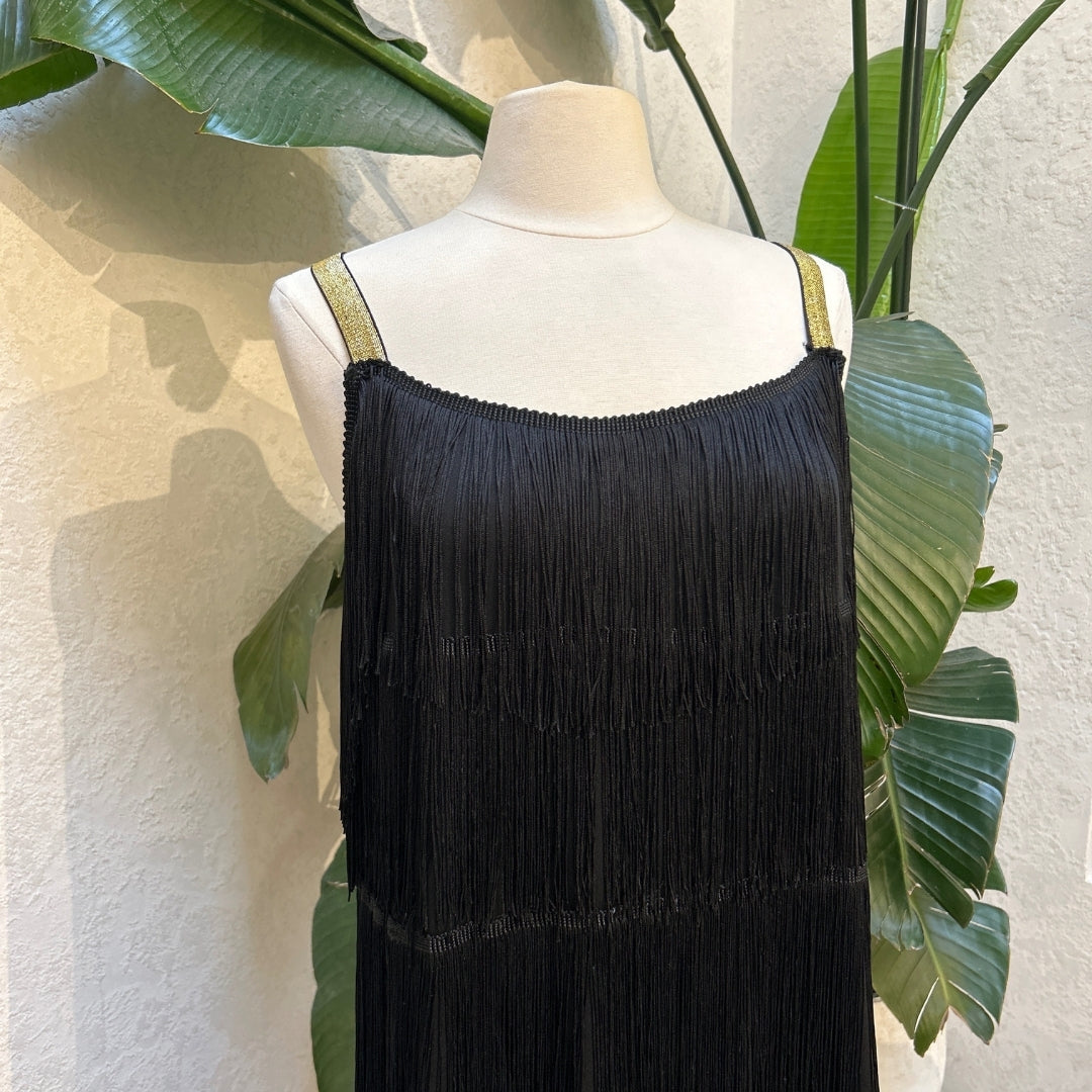 L'Vow Black Fringe Party Dress