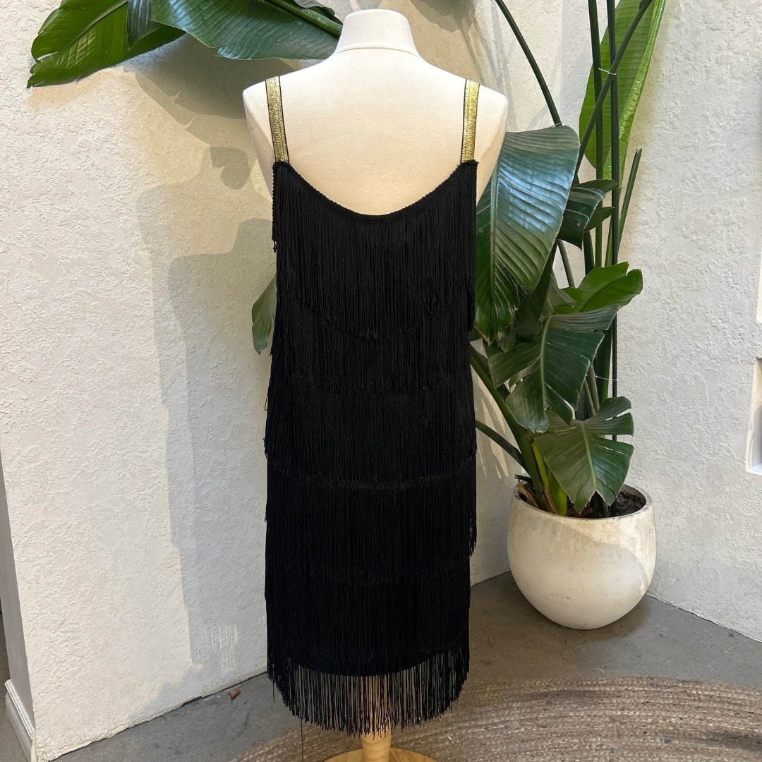 L'Vow Black Fringe Party Dress