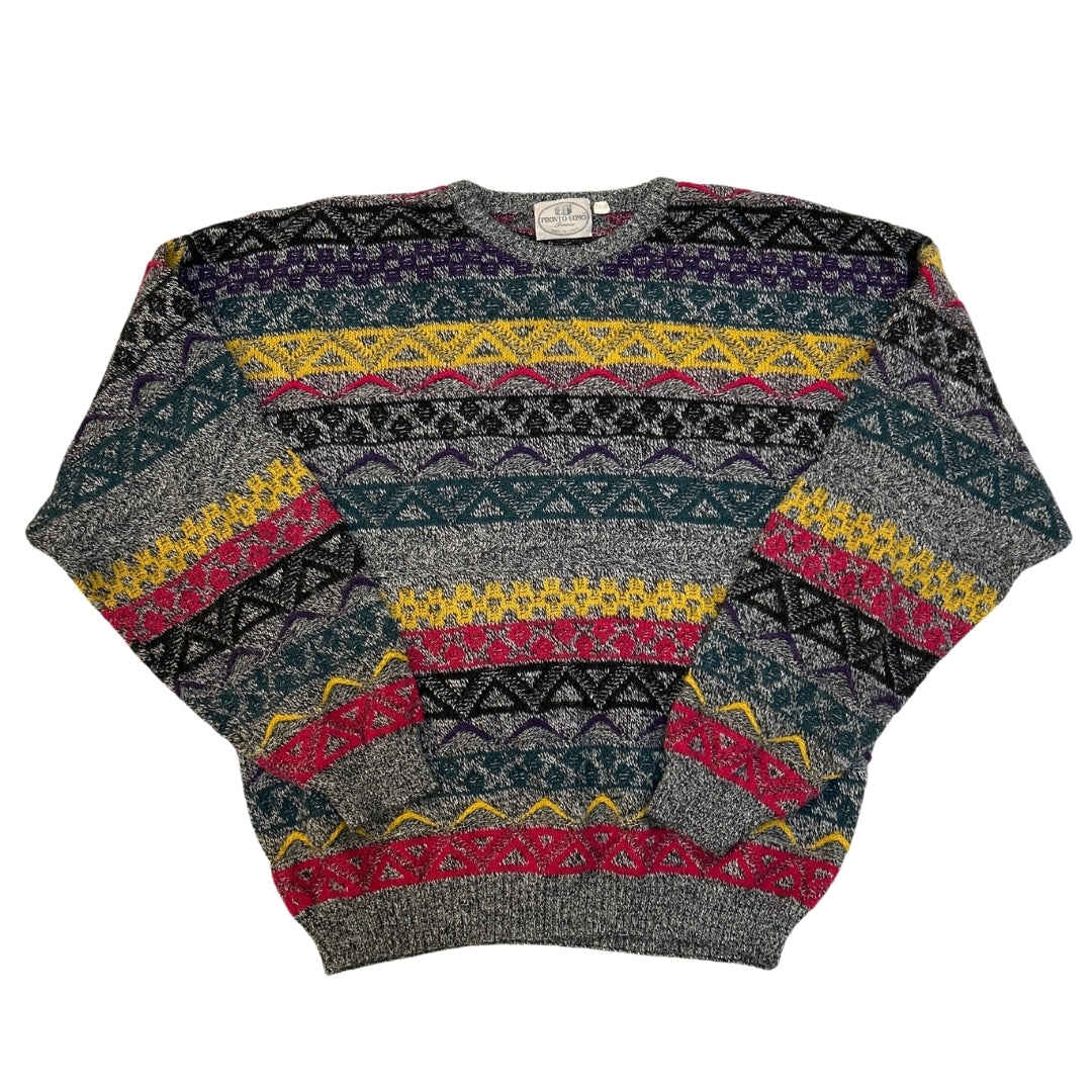 Pronto Uomo Grey Colourful Knitted Sweater