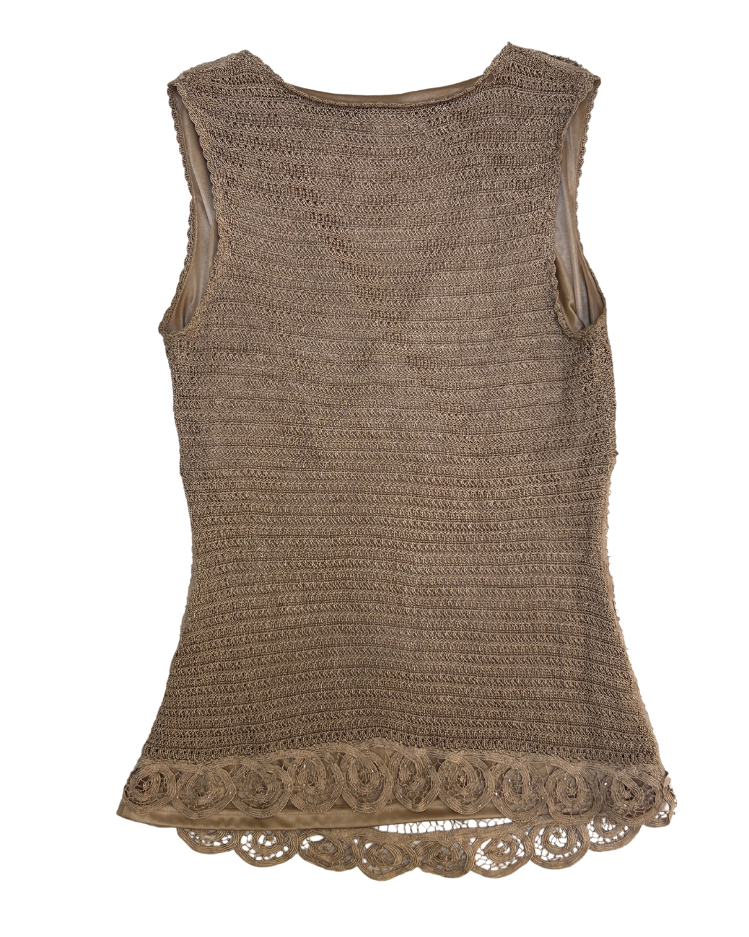 Le Chateau Light Brown Crocheted Beaded Tank