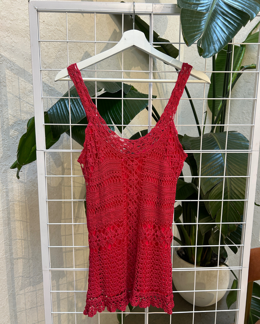 Le Chateau Pink Crochet Tank