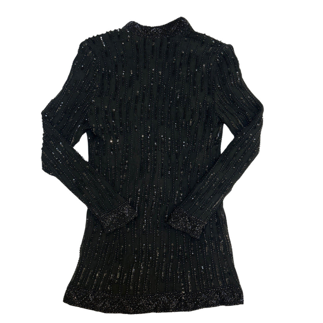 Vintage Black Beaded & Sequins Open Jacket