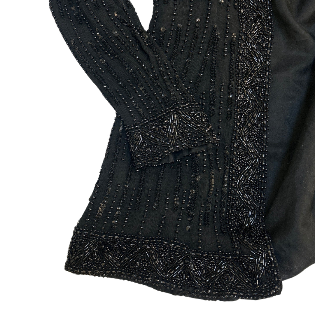 Vintage Black Beaded & Sequins Open Jacket