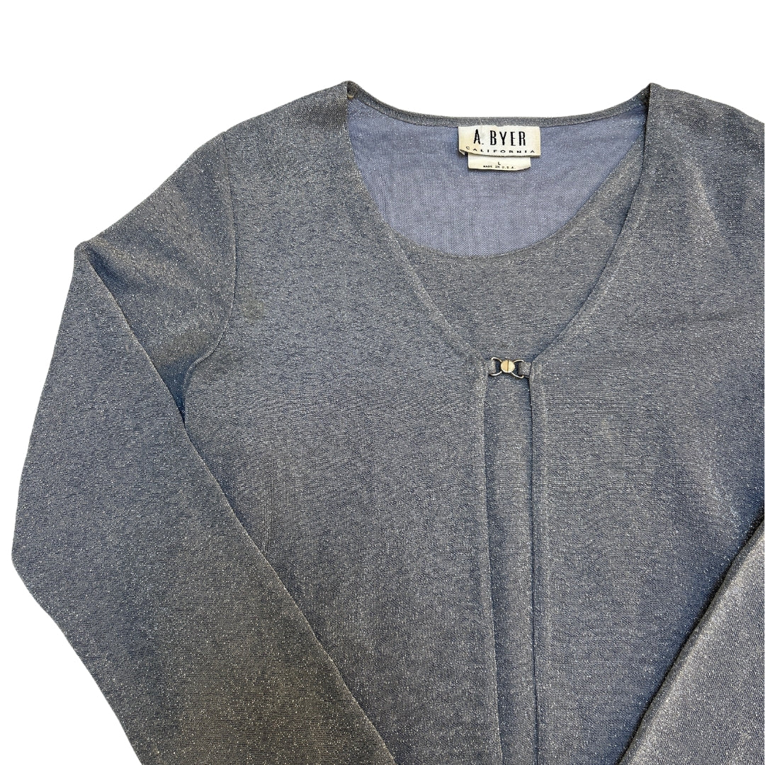 A. Byer Blue Grey Metallic 90s Top