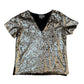 Vanessa Virginia Matte Silver Sequins Top