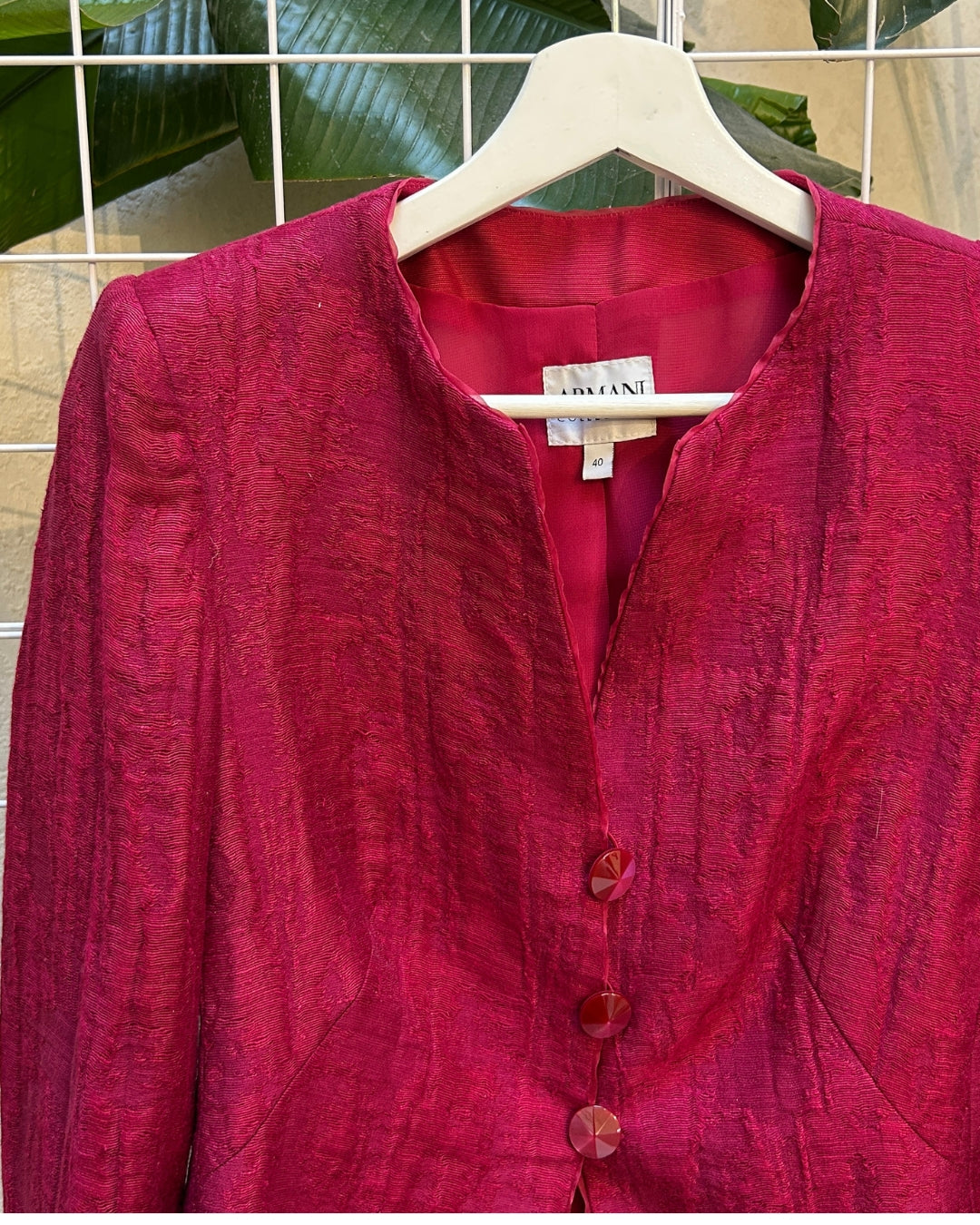 Armani Magenta Textured Cropped Blazer