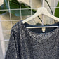 GAP Grey Blue Sequins Short Sleeve Top