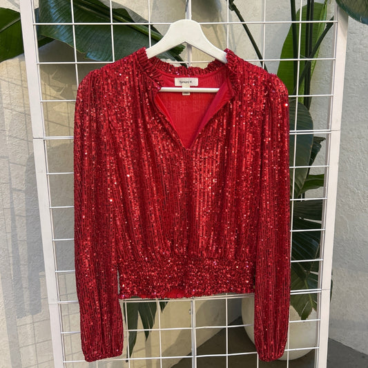 Tamara H Red Sequins Top