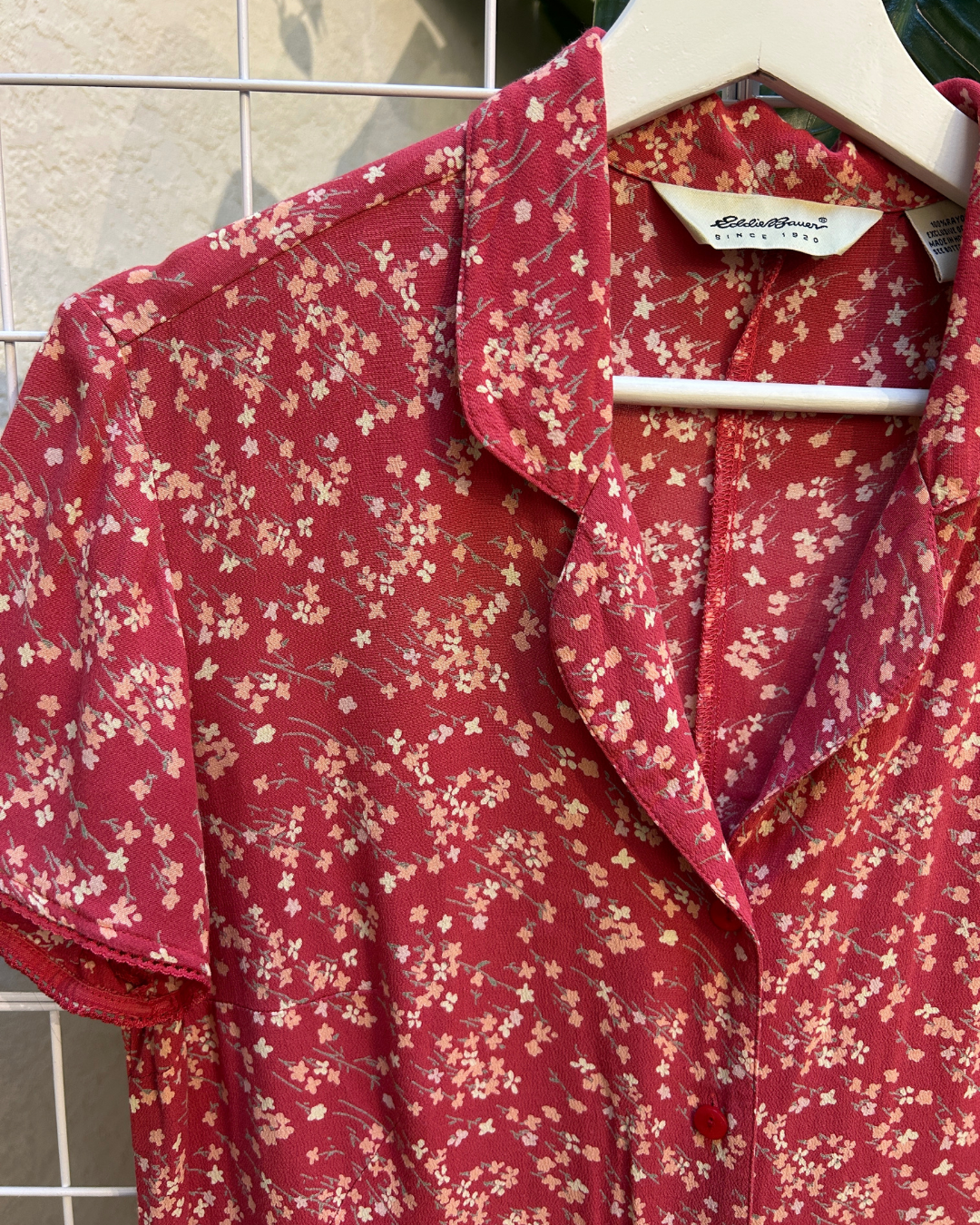 Eddie Bauer Pink Floral Printed Button Up Dress