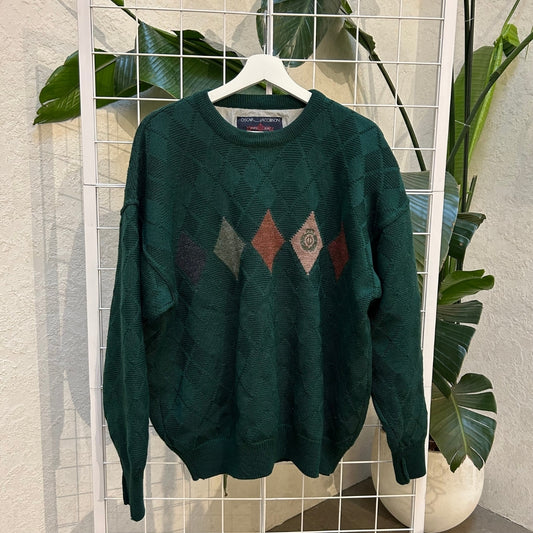 Oscar Jacobson Green Knitted Lined Sweater