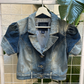 Guess Denim Cropped Short Sleeve Jacket