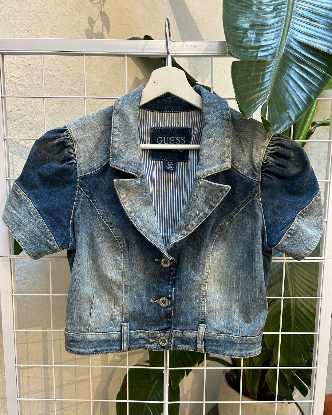 Guess Denim Cropped Short Sleeve Jacket