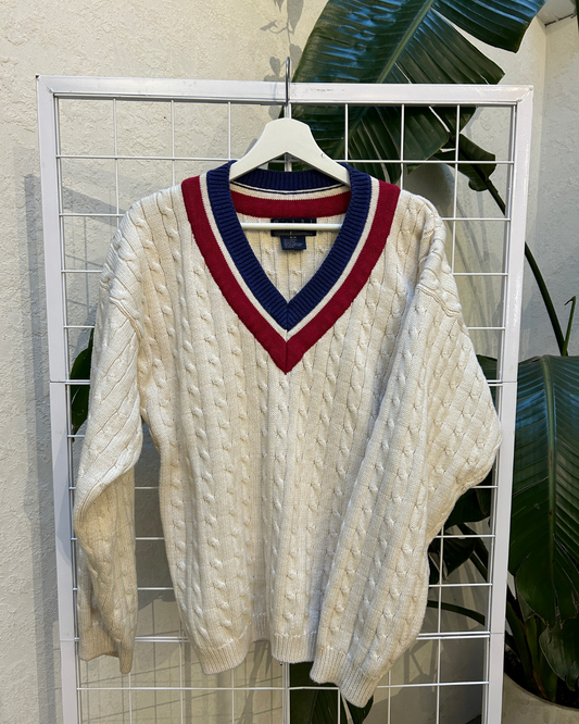 Christopher Rand Cream Cable Knit Sweater