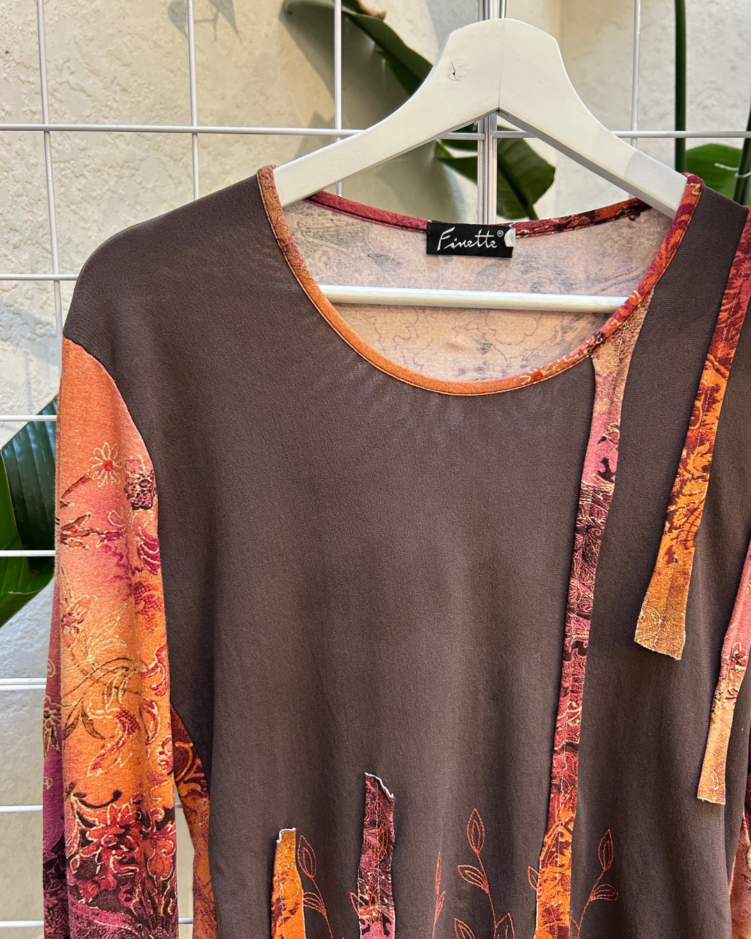 Finette Brown Pink Orange Paisley Knit Top