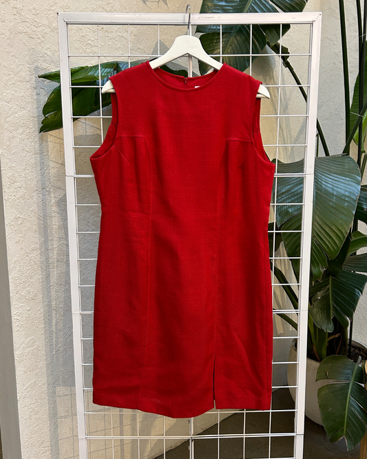 Braemar Red Linen-Like Tailored Dress