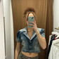 Guess Denim Cropped Short Sleeve Jacket