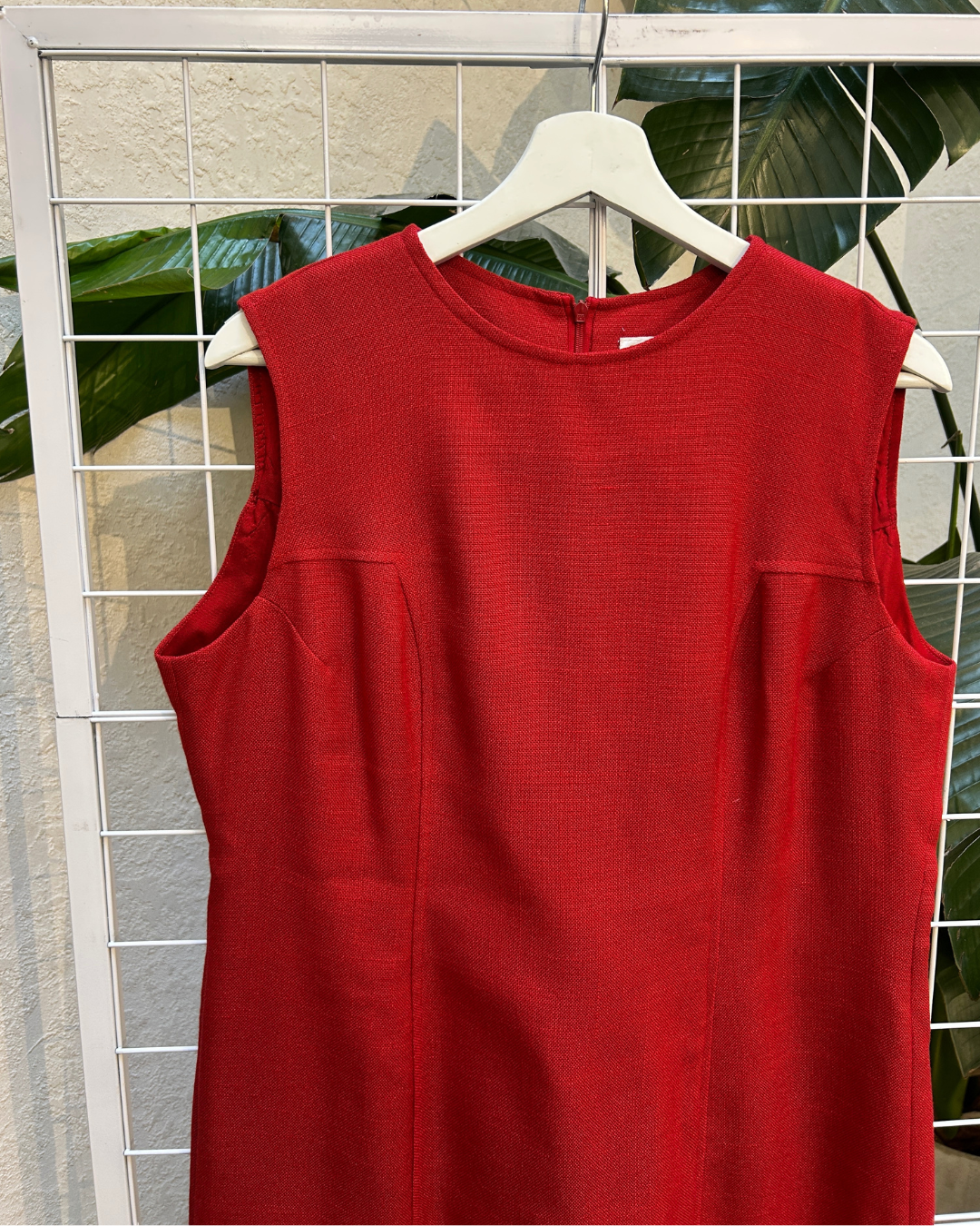 Braemar Red Linen-Like Tailored Dress