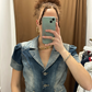 Guess Denim Cropped Short Sleeve Jacket