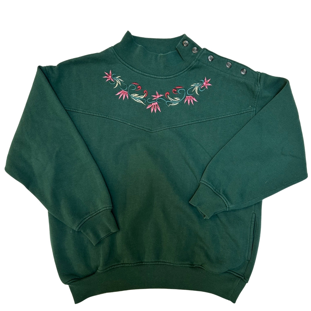 Chinawear Green Embroidered Mockneck