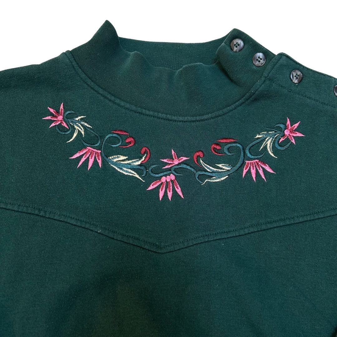 Chinawear Green Embroidered Mockneck