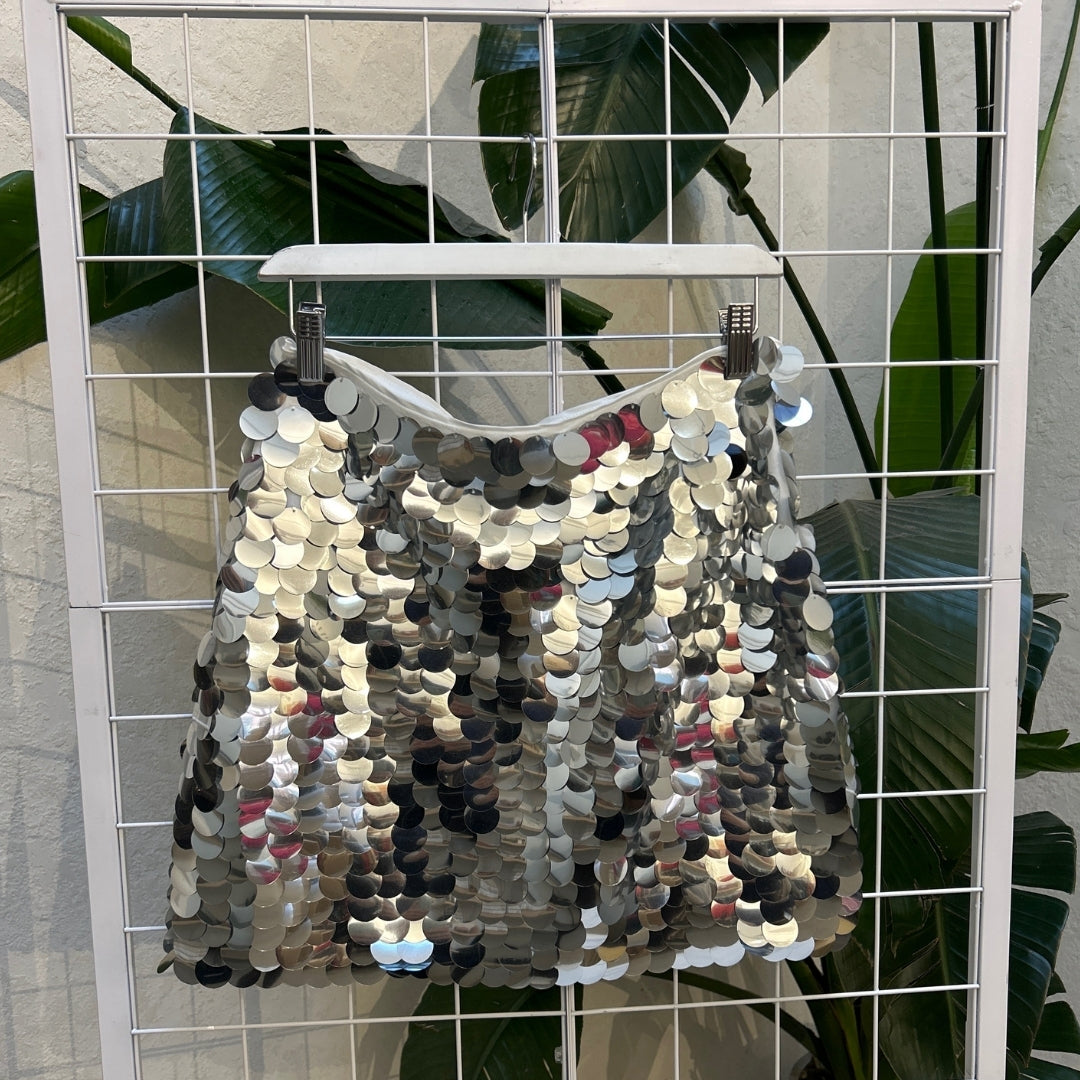 H&M Silver Sequins Disco Mini Skirt