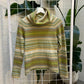 GAP Green Blue Brown Striped Turtleneck