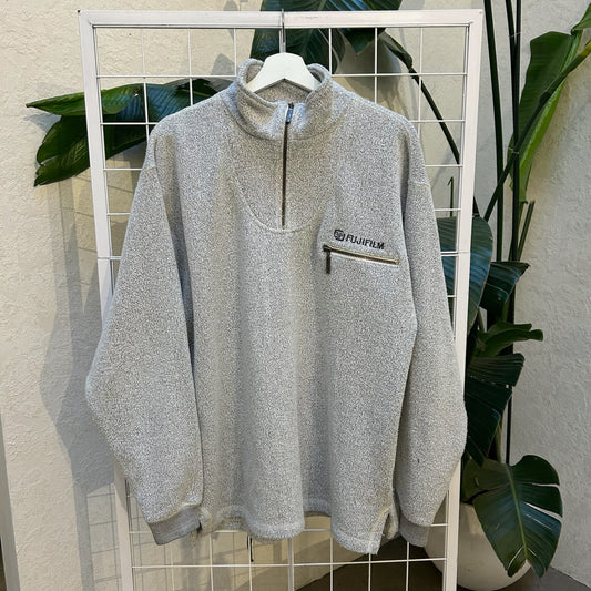 Fujifilm Grey Textured Quarter Zip Sweater