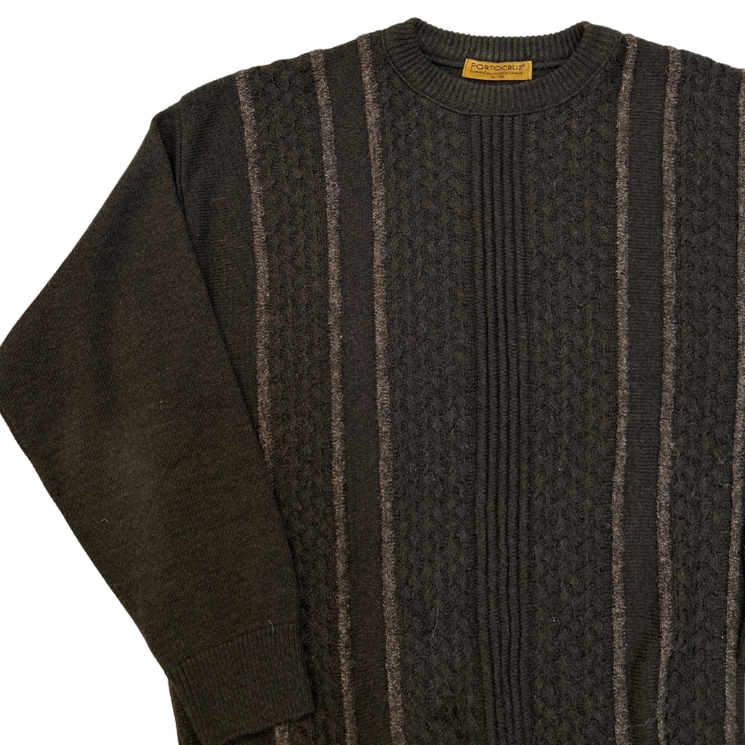 Porto Cruz Brown Textured Knitted Sweater