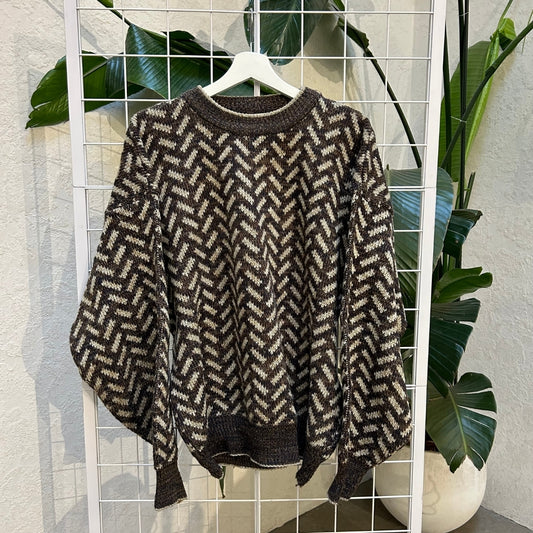 Pierre Cardin Two Toned Brown Chevron Knitted Sweater