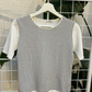 Anne Klein White and Black Check Knit Shirt