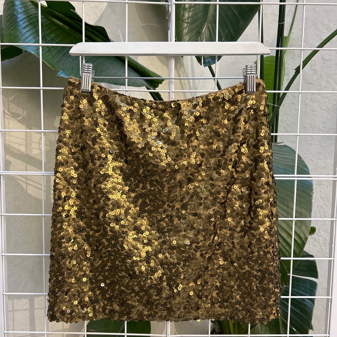 H&M Matte Gold Sequin Mini Skirt