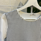 Anne Klein White and Black Check Knit Shirt