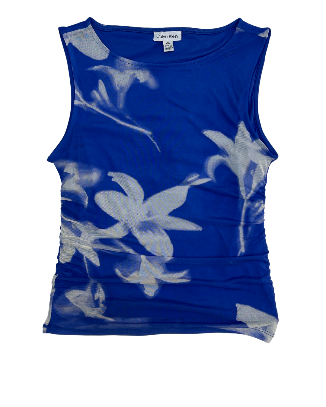 Calvin Klein Blue and White Floral Print Tank