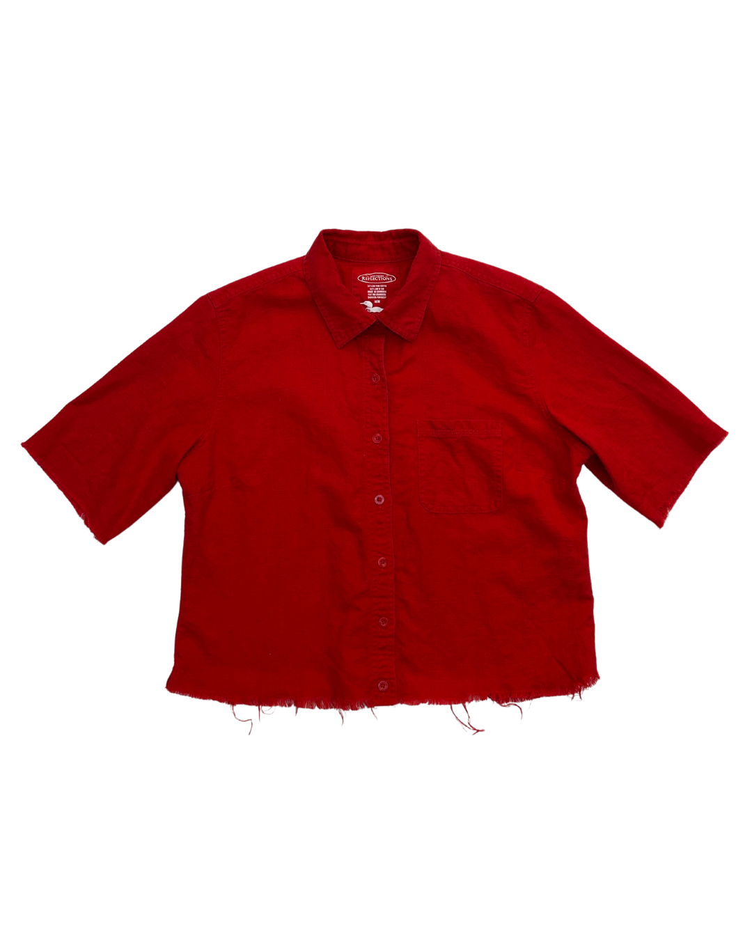 Northern Reflections Red Textured Cropped Button Up