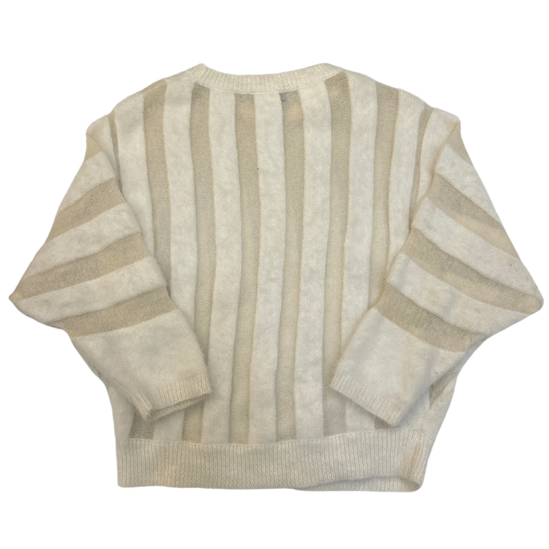 Zelle Studio Cream Mohair Striped Knitted Sweater