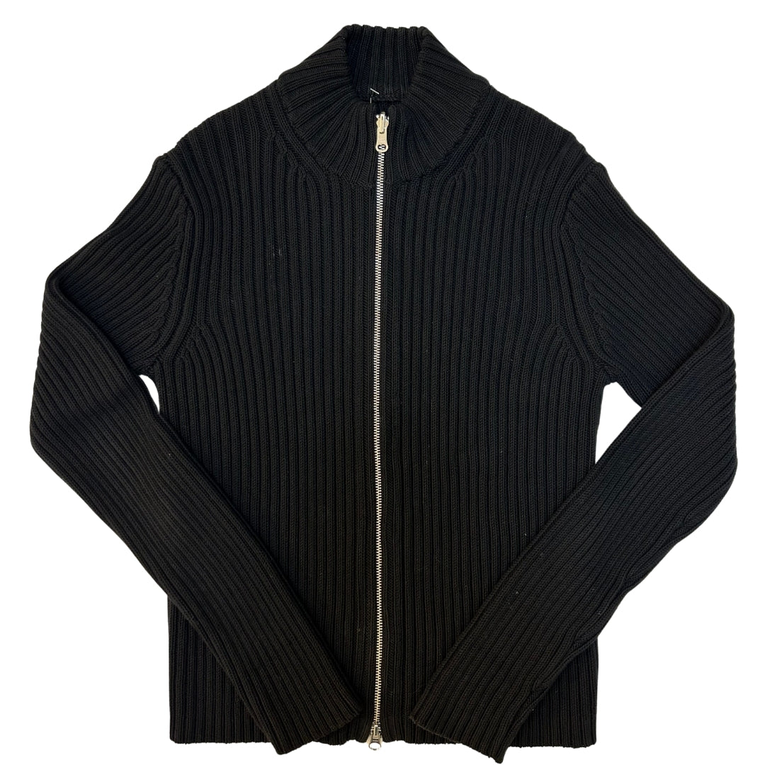 Theory Black Ribbed Zip Sweater