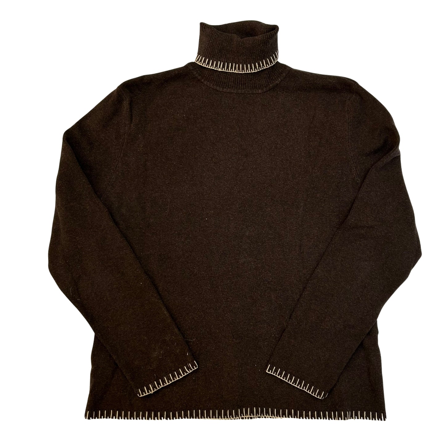 Rino Rossi Brown Contrast Stitch Turtleneck