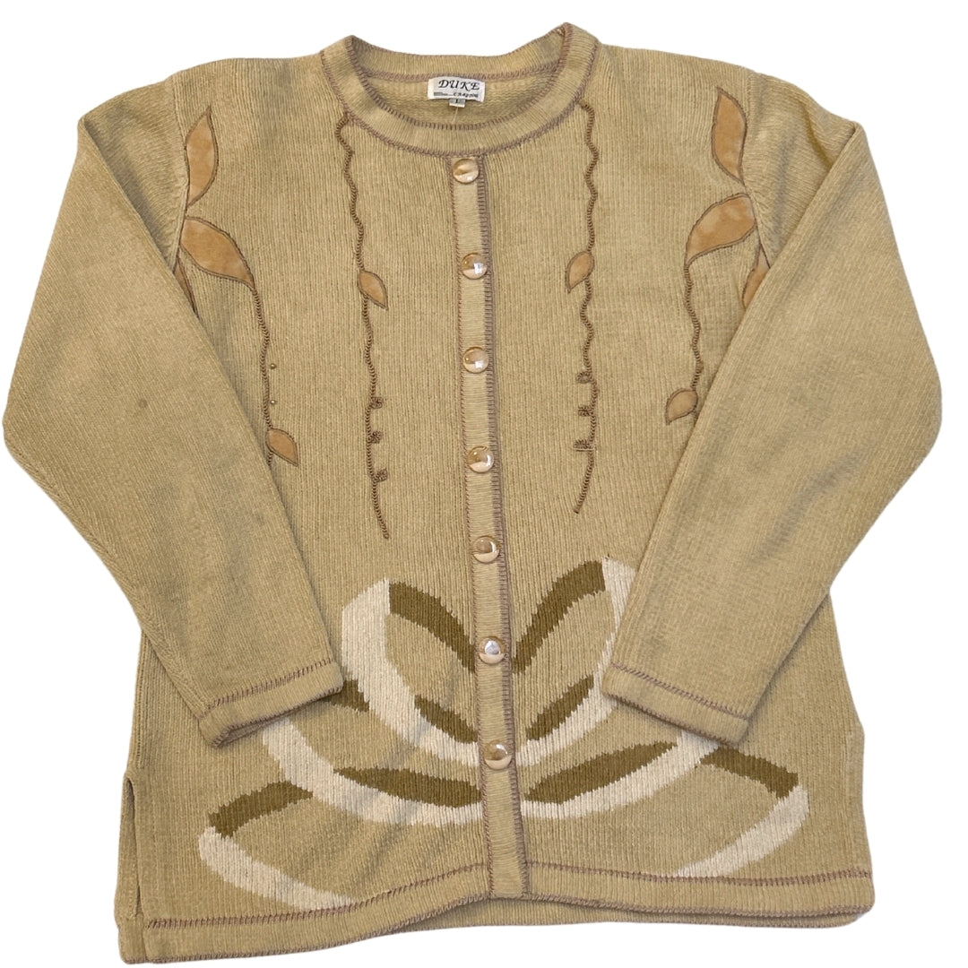 Duke Beige Knitted Embroidered Cardigan