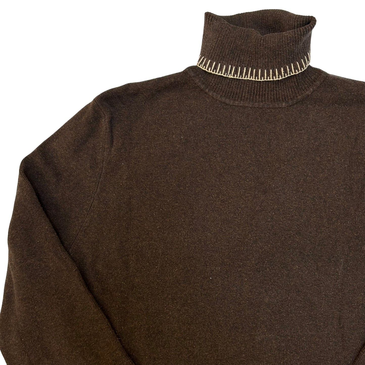 Rino Rossi Brown Contrast Stitch Turtleneck