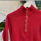 Mexx Red Ribbed Snap Mockneck