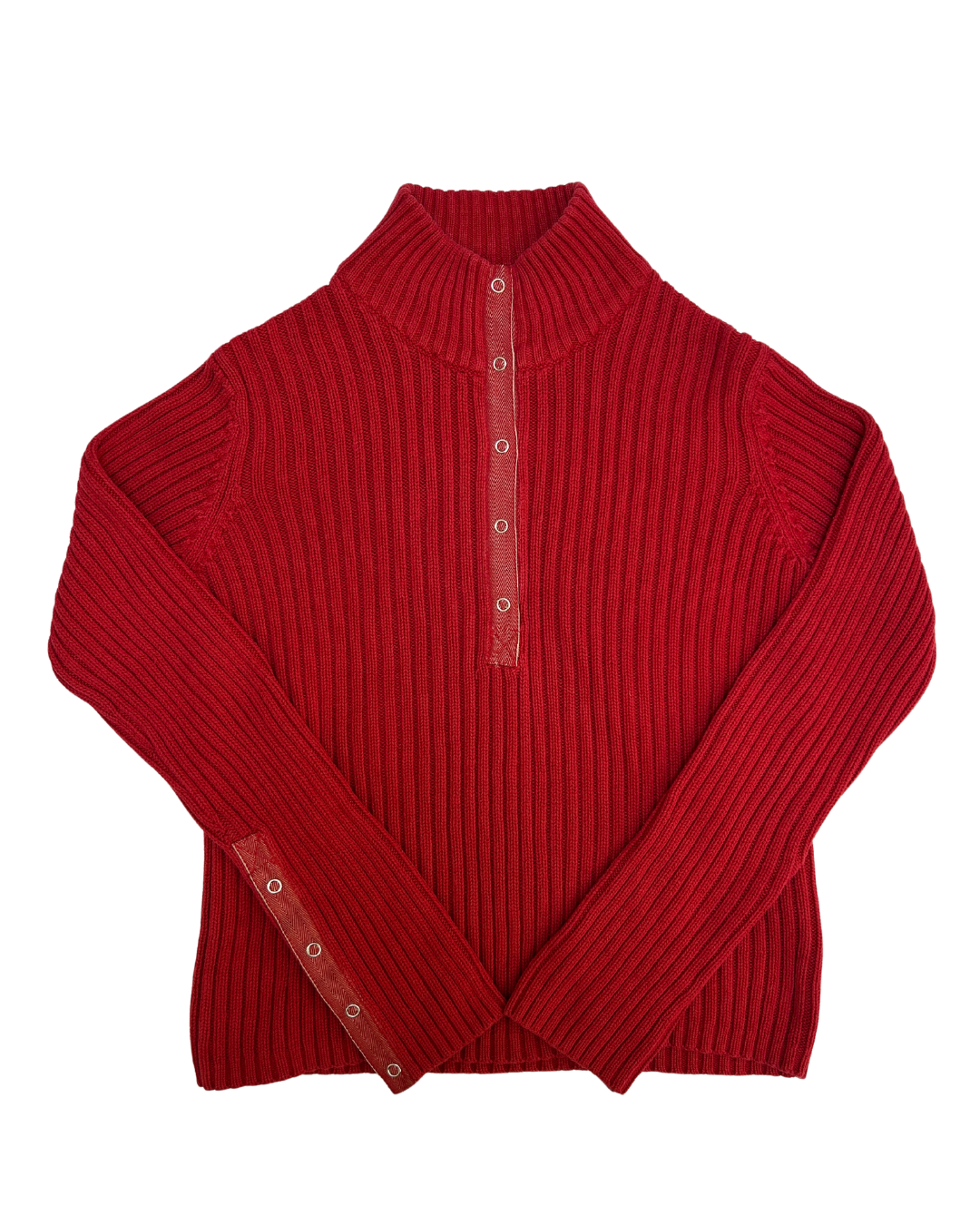 Mexx Red Ribbed Snap Mockneck