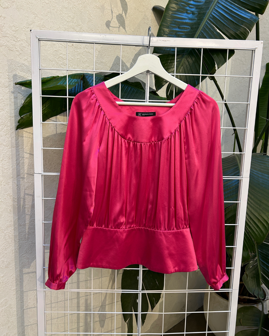 INC Fuchsia Satin Blouse