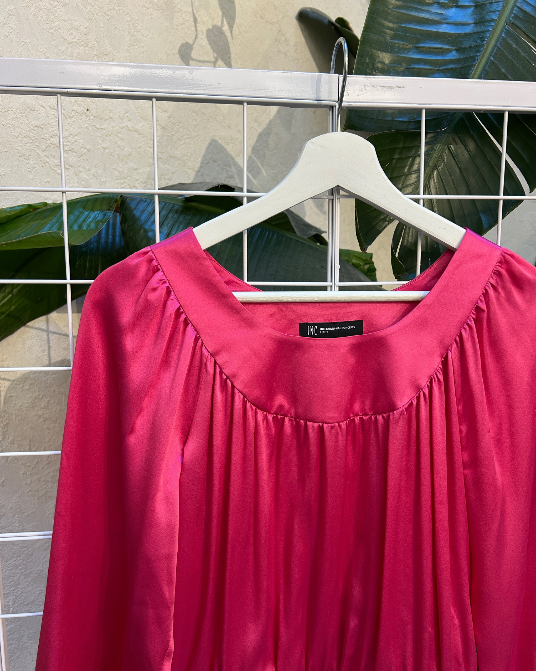 INC Fuchsia Satin Blouse